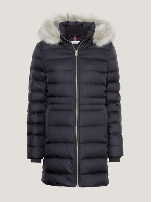 Tommy Hilfiger Naisten Untuvatakki, TYRA DOWN COAT WITH FUR  Musta