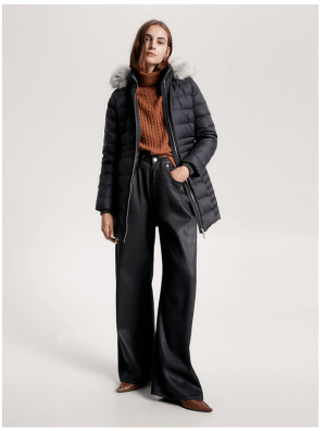 Tommy Hilfiger Naisten Untuvatakki, TYRA DOWN COAT WITH FUR  Musta