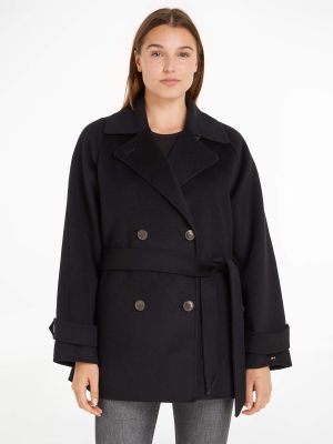 Tommy Hilfiger Naisten VillakangasTakki, DF WOOL BLEND SHORT TRENCH Musta