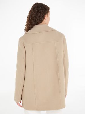 Tommy Hilfiger Naisten Villakangastakki, RELAXED WOOL BLEND PEACOAT Vaalea Beige