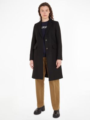 Tommy Hilfiger Naisten Villakangastakki, WOOL BLEND CLASSIC COAT  Musta