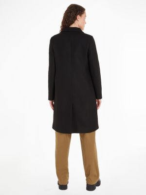 Tommy Hilfiger Naisten Villakangastakki, WOOL BLEND CLASSIC COAT  Musta