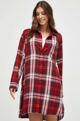 Tommy Hilfiger Naisten Yöpaita, TH SHIRT NIGHTDRESS FL Punainen Ruutu