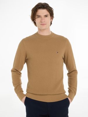 Tommy Hilfiger neule, RECTANGULAR STRUCTURE CREW NK Beige