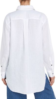 Tommy Hilfiger pellavapaita, LINEN OVERSIZED SHIRT LS Valkoinen