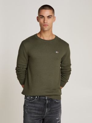 Tommy Jeans Miesten neule, TJM SLIM ESSNTLS C-NECK SWEATER Armeijanvihreä