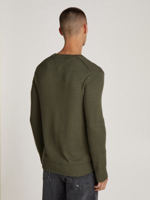 Tommy Jeans Miesten neule, TJM SLIM ESSNTLS C-NECK SWEATER Armeijanvihreä