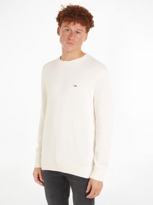 Tommy Jeans Miesten neule, TJM SLIM ESSNTLS C-NECK SWEATER Valkoinen