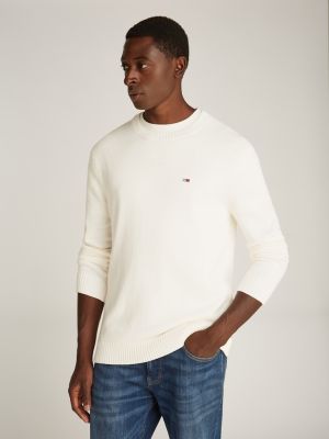 Tommy Jeans Miesten neule, TJM SLIM ESSNTLS C-NECK SWEATER Valkoinen