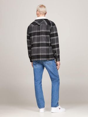 Tommy Jeans Miesten Paitatakki, TJM CHECK SHERPA OVERSHIRT Musta Ruutu