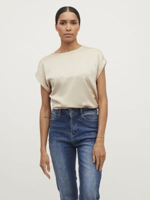 Vila lyhythihainen toppi, VIELLETTE S/S SATIN TOP Kitti