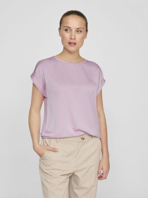 Vila lyhythihainen toppi, VIELLETTE S/S SATIN TOP Vaaleanpunainen