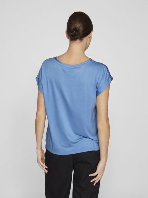 Vila lyhythihainen toppi, VIELLETTE S/S SATIN TOP Vaaleansininen