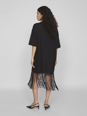 Vila naisten mekko, VIKATA S/S OVERSIZE FRINGE DRESS Musta