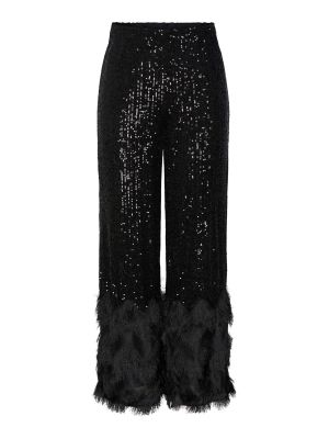 Y.A.S naisten housut, YASFLOW SEQUIN HW WIDE PANTS Musta