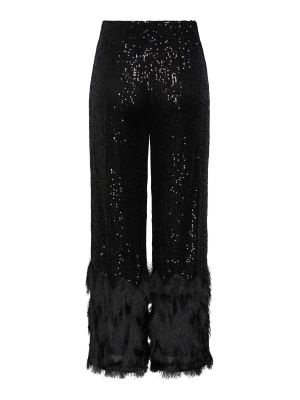 Y.A.S naisten housut, YASFLOW SEQUIN HW WIDE PANTS Musta