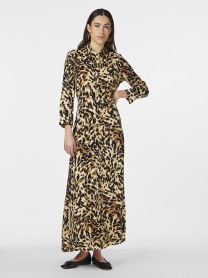 Y.A.S Naisten Maksimekko YASSAVANNA LONG SHIRT DRESS Ruskea Kuosi