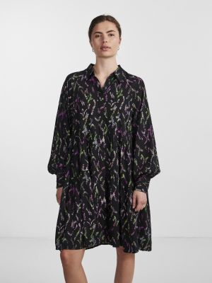 Y.A.S Naisten Mekko, K-YASLINIRA LS SHIRT DRESS Musta Kuosi