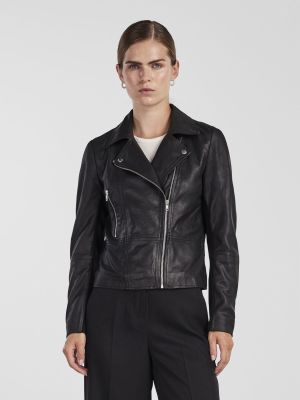 Y.A.S naisten nahkatakki, YASSOPHIE LEATHER JACKET Musta