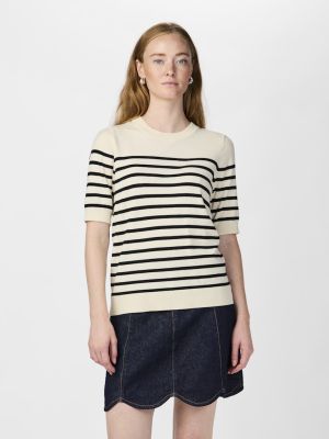 Y.A.S naisten neule, YASLENA SS KNIT PULLOVER S. Raidallinen Valkoinen