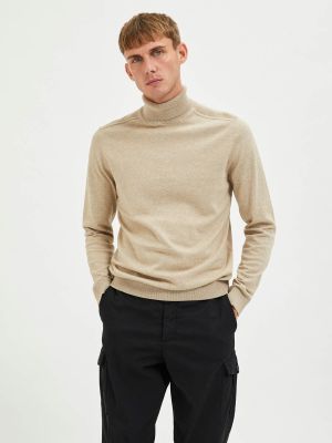 Selected, Miesten Pooloneule, Berg Roll Neck Luonnonvalkoinen