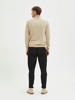 Selected, Miesten Pooloneule, Berg Roll Neck Luonnonvalkoinen