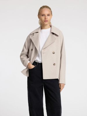 Selected Femme naisten takki, SLFALMA SHORT WOOL JACKET  Vaalea Beige