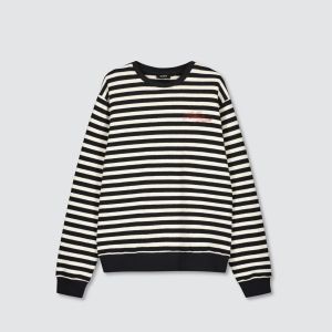 Billebeino miesten collegepusero, STRIPED BILLEBEINO SWEATSHIRT Raidallinen Musta