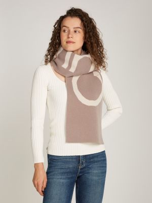 Calvin Klein Accessories Naisten Huivi, TWO-TONE KNIT WOOL MIX SCARF Beige Kuosi