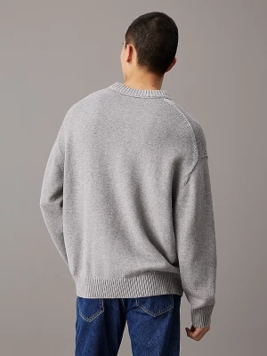 Calvin Klein Jeans Miesten Neulepusero, COTTON WOOL CREW NECK SWEATER Vaaleanharmaa