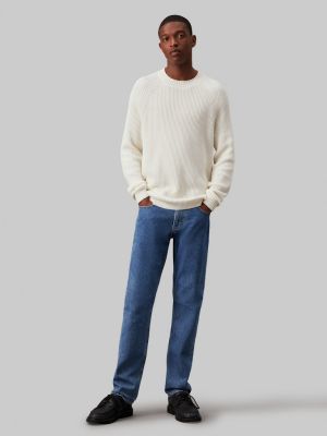 Calvin Klein Jeans Miesten Neulepusero, SOFT UTILITY RAGLAN SWEATER Valkoinen