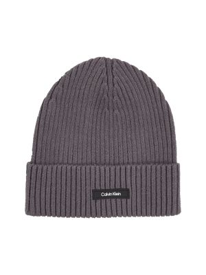 Calvin Klein Jeans Miesten Pipo, CLASSIC COTTON RIB BEANIE Tummanharmaa