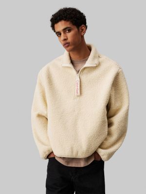 Calvin Klein Jeans Miesten Sherpa, HALF ZIP SHERPA Luonnonvalkoinen