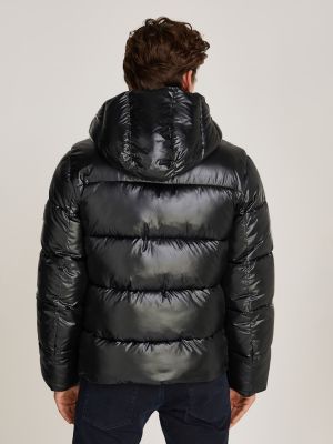 Calvin Klein Jeans Miesten Takki, HOODED QUILT PUFFER MW GLOSS Musta