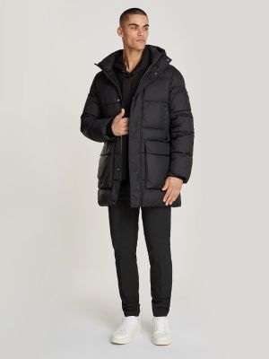 Calvin Klein Jeans Miesten Toppatakki, LONG HOODED QUILT PUFFER Musta