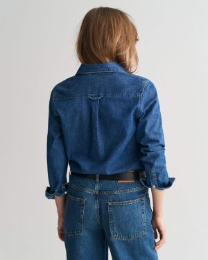 Gant Naisten Farkkupaita, REG DENIM SHIRT Indigo