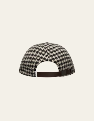 Les Deux Miesten Lippis, HOUNDSTOOTH WOOL BASEBALL CAP Mustavalkoinen