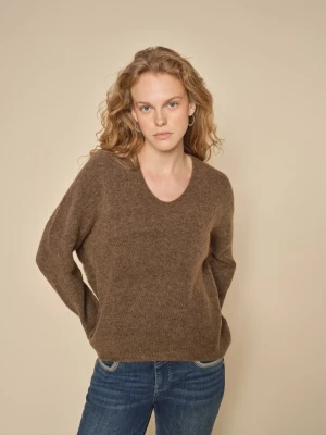 Mos Mosh neule, THORA V-NECK KNIT Tummanruskea