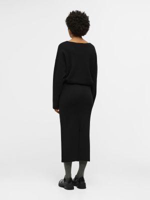 Object naisten hame, OBJREYNARD HW KNIT SKIRT  Musta