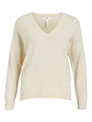 Object Naisten Neule, OBJTHESS L/S V-NECK KNIT PULLOVER NOOS Luonnonvalkoinen