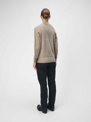 Object Naisten Neule, OBJTHESS L/S V-NECK KNIT PULLOVER NOOS Vaalea Beige