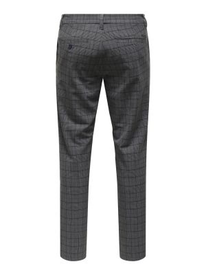 Only and Sons miesten housut, BRAD LIFE SLIM CHECK 0184 PANT Harmaa Ruutu