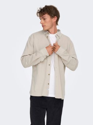 Only and Sons miesten kauluspaita, MICHAEL REG CORD SHIRT Luonnonvalkoinen