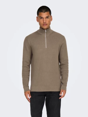 Only and Sons neule, PHIL COTTON HALF ZIP Keskiruskea