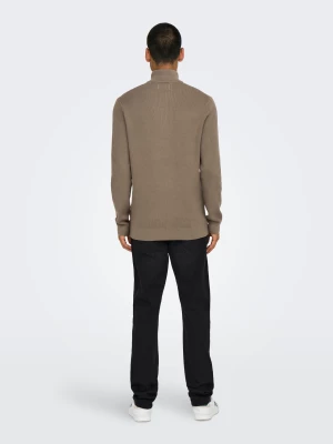 Only and Sons neule, PHIL COTTON HALF ZIP Keskiruskea