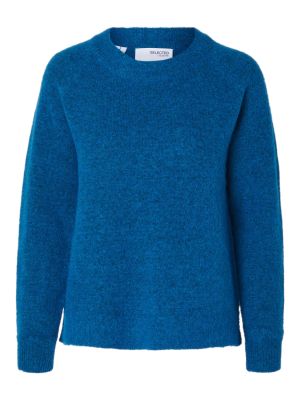 Selected Femme Naisten Neulepaita, Lulu LS Knit O-Neck Sininen