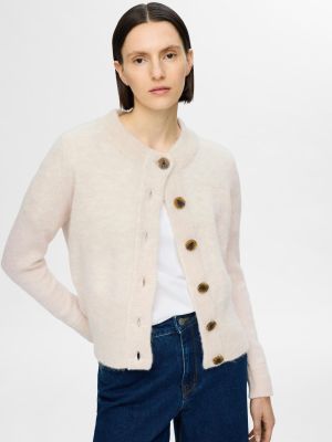 Selected Femme naisten neuletakki, SLFSIA RAS LS KNIT CARDIGAN Luonnonvalkoinen