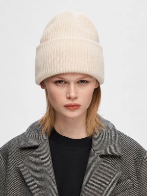 Selected Femme Naisten Pipo, SLFMARY KNIT BEANIE NOOS Luonnonvalkoinen