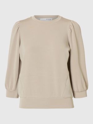 Selected Femme Naisten Pusero, SLFTENNY 3/4 SWEAT TOP NOOS Hiekka