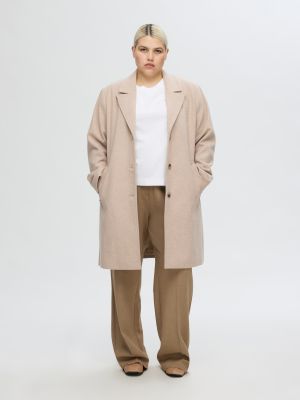 Selected Femme naisten villakangastakki,  SLFNEW ALMA WOOL COAT Vaalea Beige